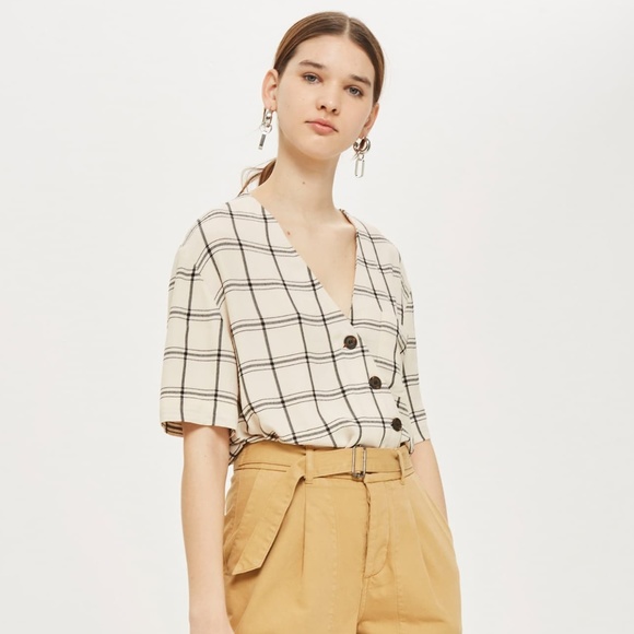Topshop Tops - ashley check asymmetrical top
